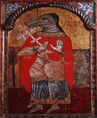 Св. Христофор Псеглавец, греческая икона 13 в. Византийский музей в Афинах. Икона Св. Христофора